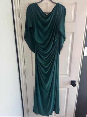 Elegant Forest Green Draped Maxi Dress
